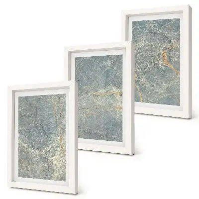 Green veined marble decorative stone structure framed triptych