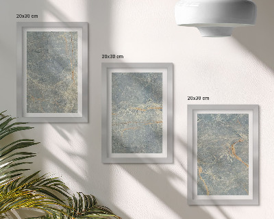 Framed triptych Green veined marble decorative stone structure