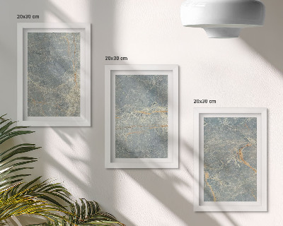 Framed triptych Green veined marble decorative stone structure