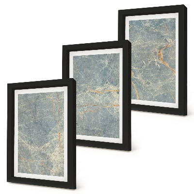 Framed triptych Green veined marble decorative stone structure