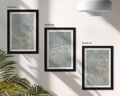 Framed triptych Green veined marble decorative stone structure