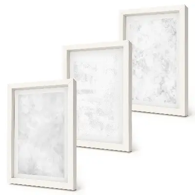 3-piece wall art set with minimalist white spots on canvas backgrounds