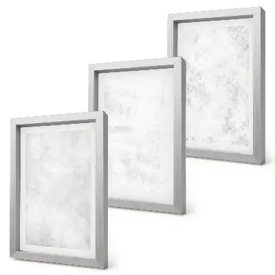 3-piece wall art set with minimalist white spots on canvas backgrounds