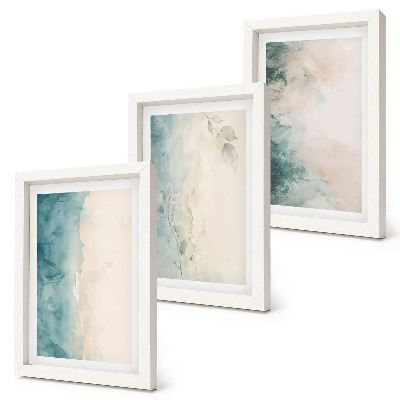 3-piece wall art set Spilled watercolors on canvas minimalist style