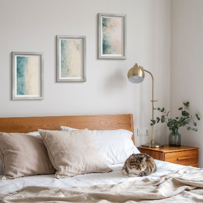 3-piece wall art set Spilled watercolors on canvas minimalist style