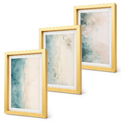3-piece wall art set Spilled watercolors on canvas minimalist style