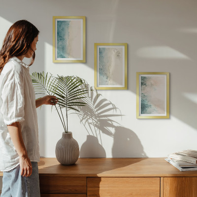 3-piece wall art set Spilled watercolors on canvas minimalist style