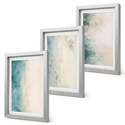 3-piece wall art set Spilled watercolors on canvas minimalist style