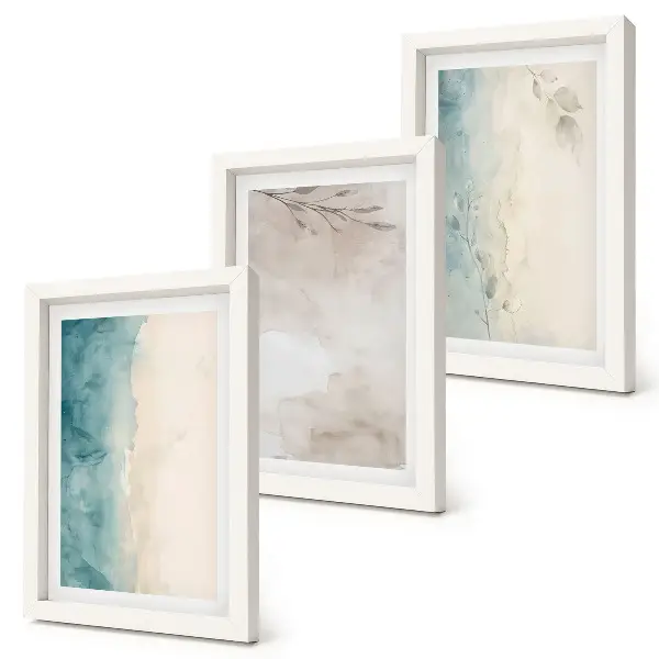 Subtle watercolor painterly texture framed triptych