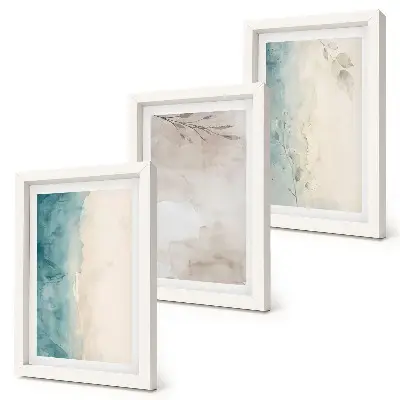 Subtle watercolor painterly texture framed triptych