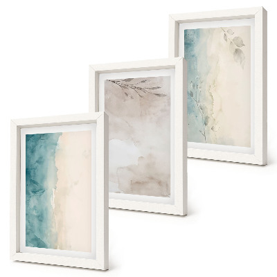 Framed triptych Subtle watercolor painterly texture