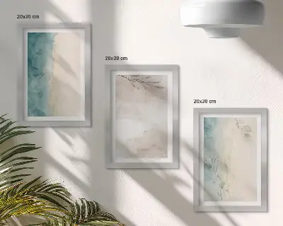 Subtle watercolor painterly texture framed triptych