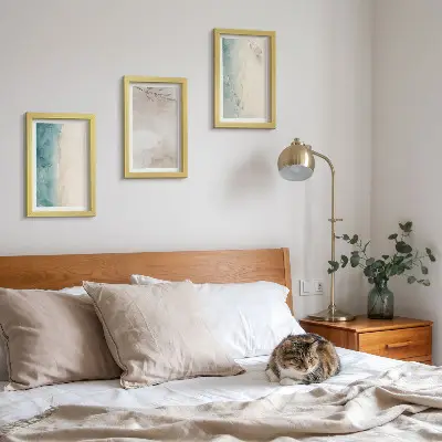 Subtle watercolor painterly texture framed triptych
