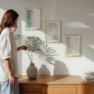 Framed triptych Subtle watercolor painterly texture