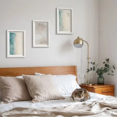 Subtle watercolor painterly texture framed triptych