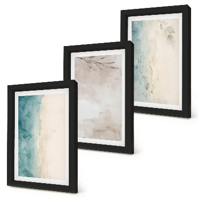 Framed triptych Subtle watercolor painterly texture