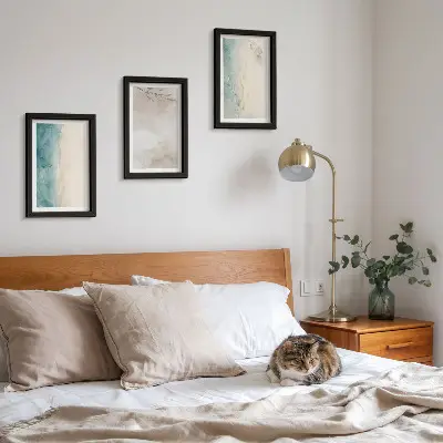 Subtle watercolor painterly texture framed triptych