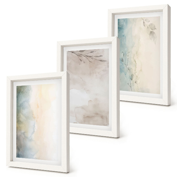 3-piece wall art set Delicate cardboards of watercolor paints