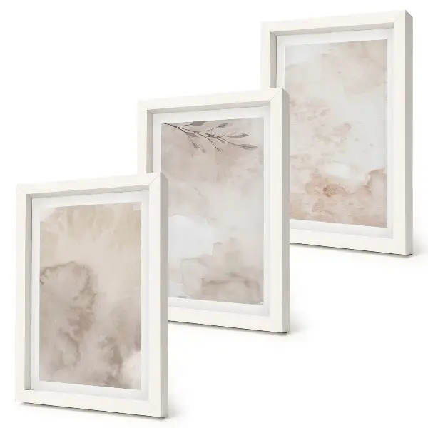 Photo frame wall spilled watercolor paints texture in boho style