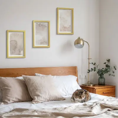 Photo frame wall spilled watercolor paints texture in boho style