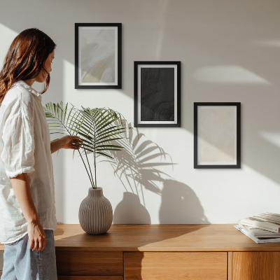 3-piece wall art set Structures in different shades of minimalism