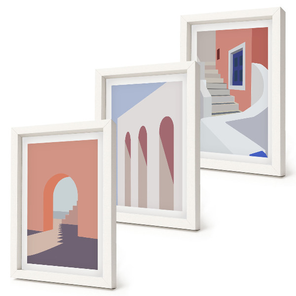 Photo frame wall Illustrations of urban architecture in a minimalist style