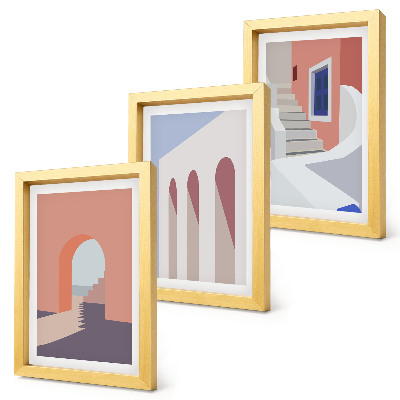 Photo frame wall Illustrations of urban architecture in a minimalist style