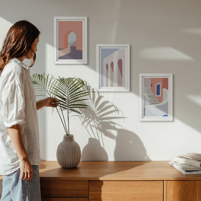 Photo frame wall Illustrations of urban architecture in a minimalist style