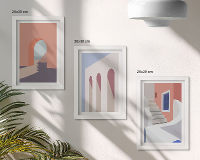 Photo frame wall Illustrations of urban architecture in a minimalist style
