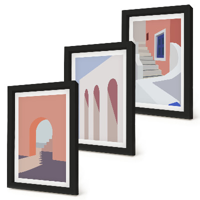 Photo frame wall Illustrations of urban architecture in a minimalist style