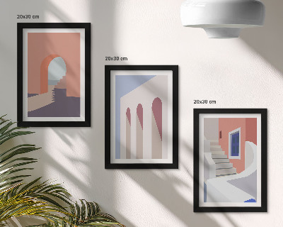 Photo frame wall Illustrations of urban architecture in a minimalist style