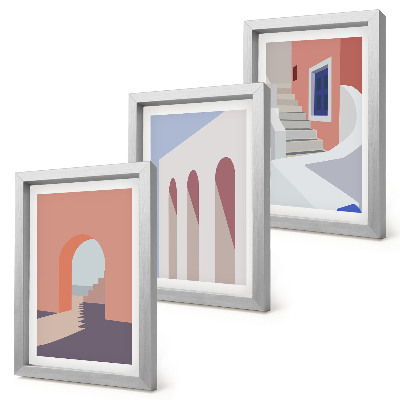 Photo frame wall Illustrations of urban architecture in a minimalist style