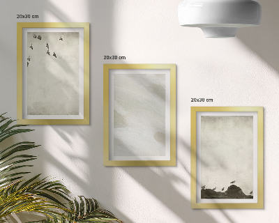 Framed triptych Birds, rocks, and brush strokes minimalist decorations