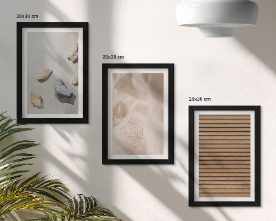 Framed triptych Stones, wood, fabric, various textures