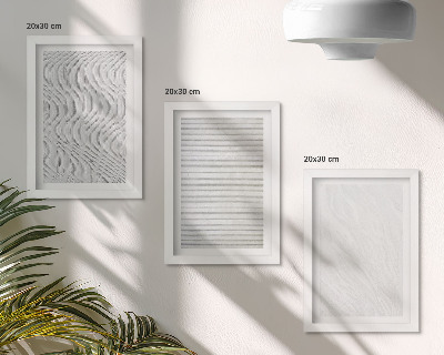 3-piece wall art set Bright string structures patterns in the sand