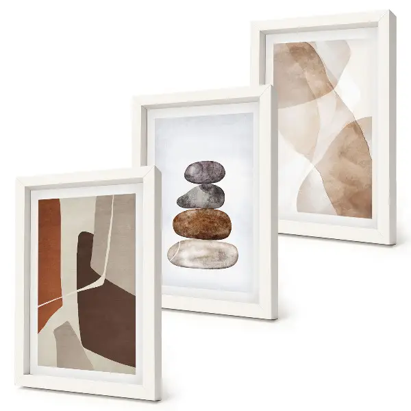 Modern abstract painting framed triptych wall decoration