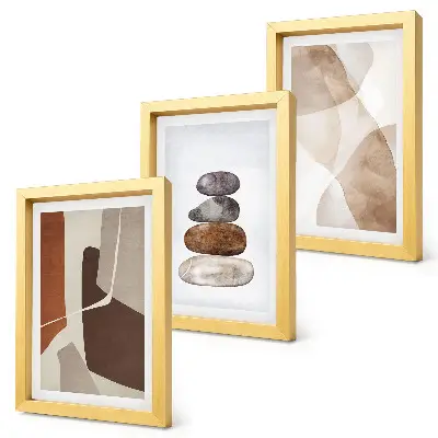 Modern abstract painting framed triptych wall decoration
