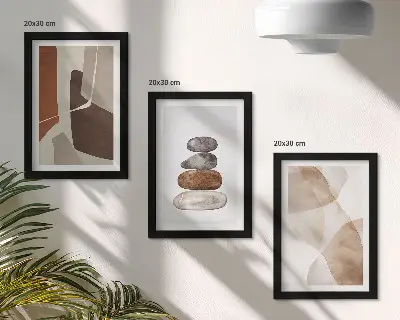 Modern abstract painting framed triptych wall decoration