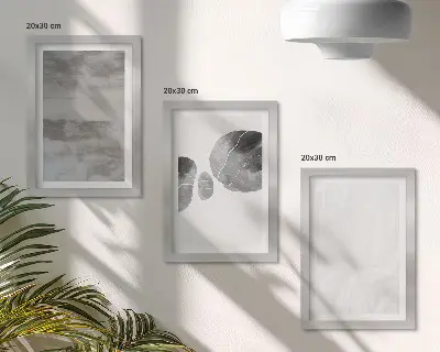 Photo frame wall with abstract shapes and structures in a modern style