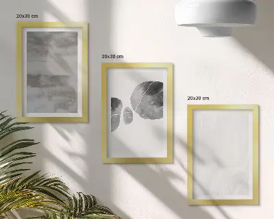 Photo frame wall with abstract shapes and structures in a modern style