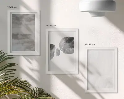Photo frame wall with abstract shapes and structures in a modern style