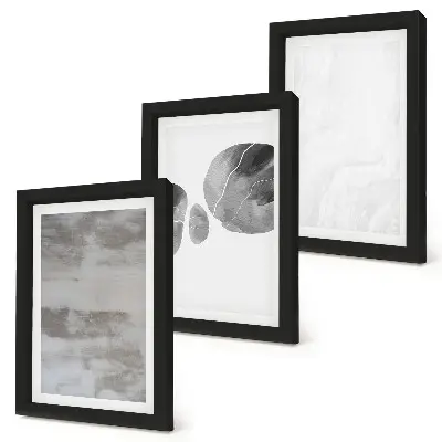 Photo frame wall with abstract shapes and structures in a modern style