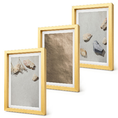 Framed triptych Beach stones natural structures