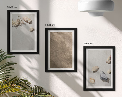 Framed triptych Beach stones natural structures