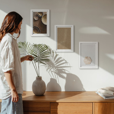 3-piece wall art set Minimalist textures in warm colors