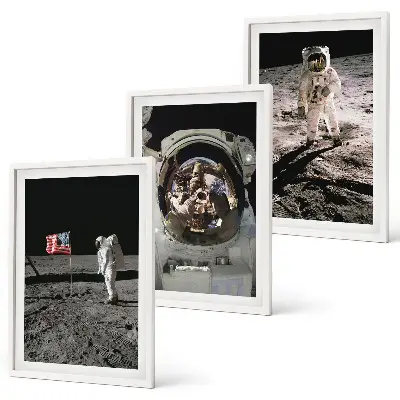 NASA Moon Astronaut Landing set of 3 framed wall art pieces