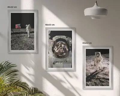NASA Moon Astronaut Landing set of 3 framed wall art pieces