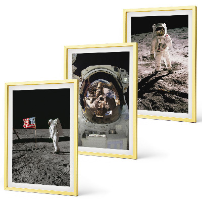 Set of 3 framed wall art pieces NASA Moon Astronaut Landing