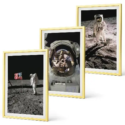 NASA Moon Astronaut Landing set of 3 framed wall art pieces