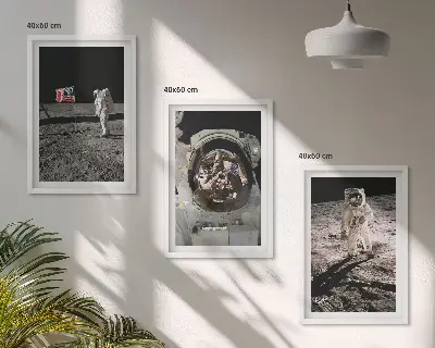 NASA Moon Astronaut Landing set of 3 framed wall art pieces